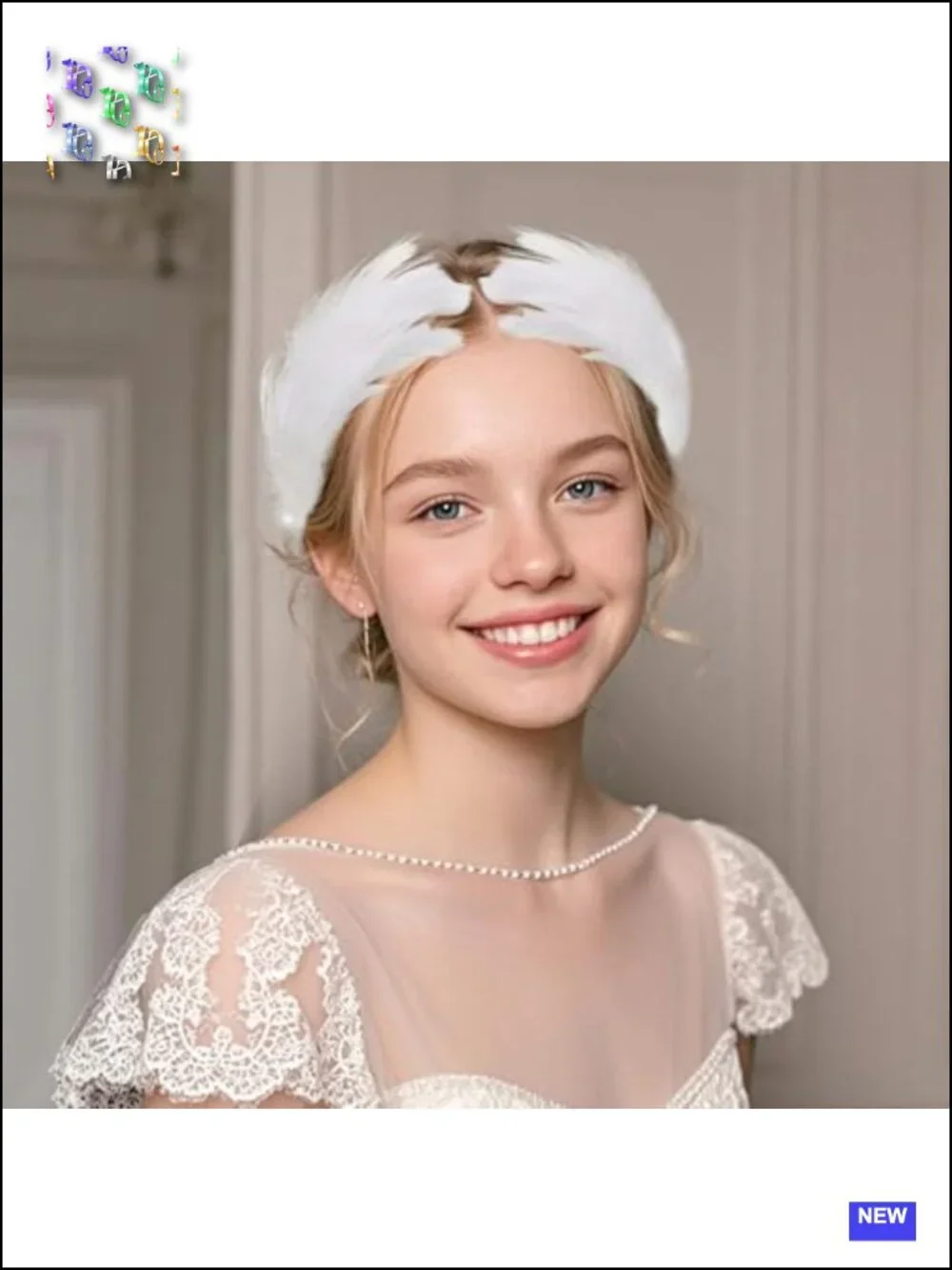 Feather Hair Clip Set with Faux Pearls for Women Wedding Prom Ballet